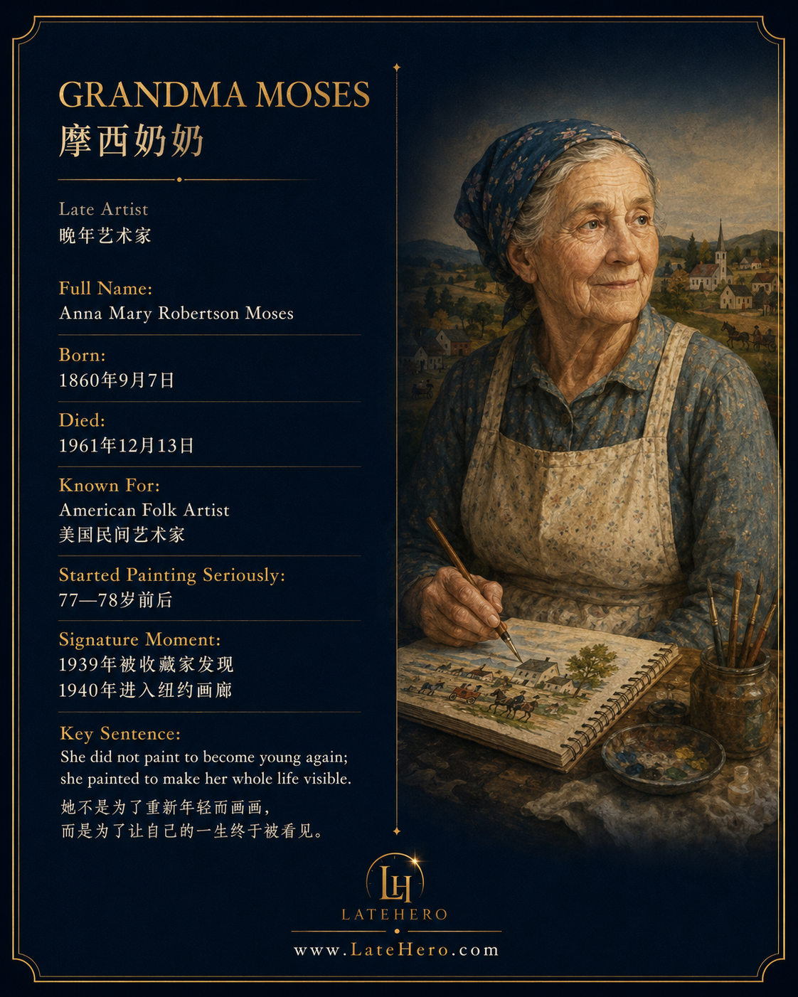 摩西奶奶人物档案卡